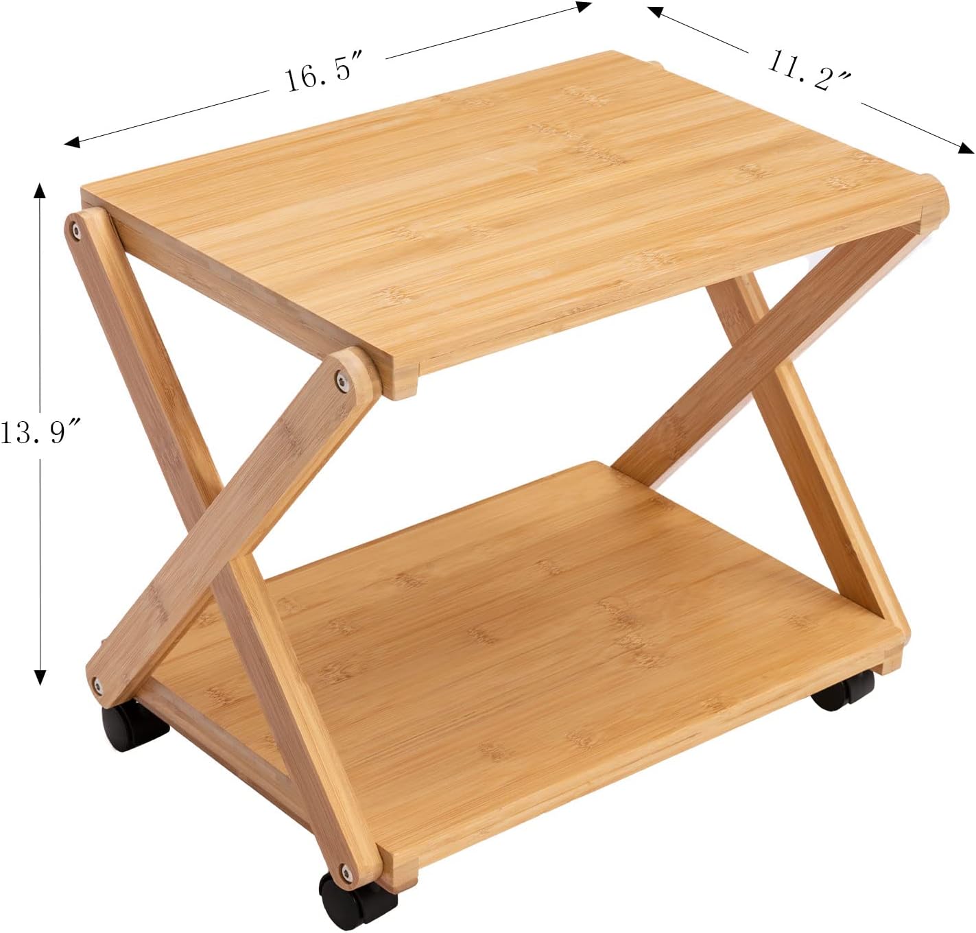 Bamboo 3-Tier Rolling Printer Cart with Storage I6746