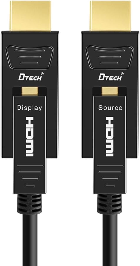 Fiber Optic HDMI Cable 50 Feet 4K 60Hz 18Gbps Dual Micro HDMI and Standard HDMI Connector Pack of 2 J396498