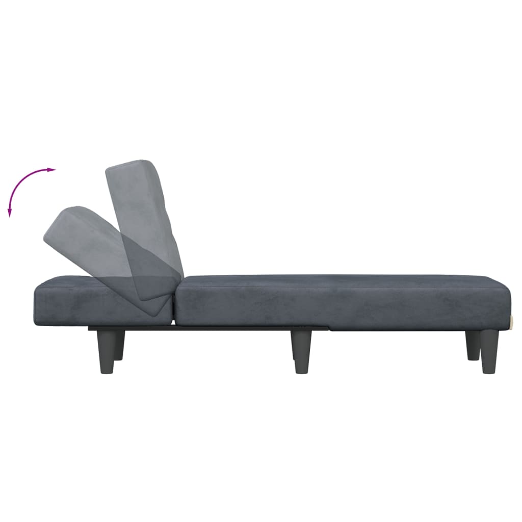 Dark Gray Velvet Chaise Longue P4378