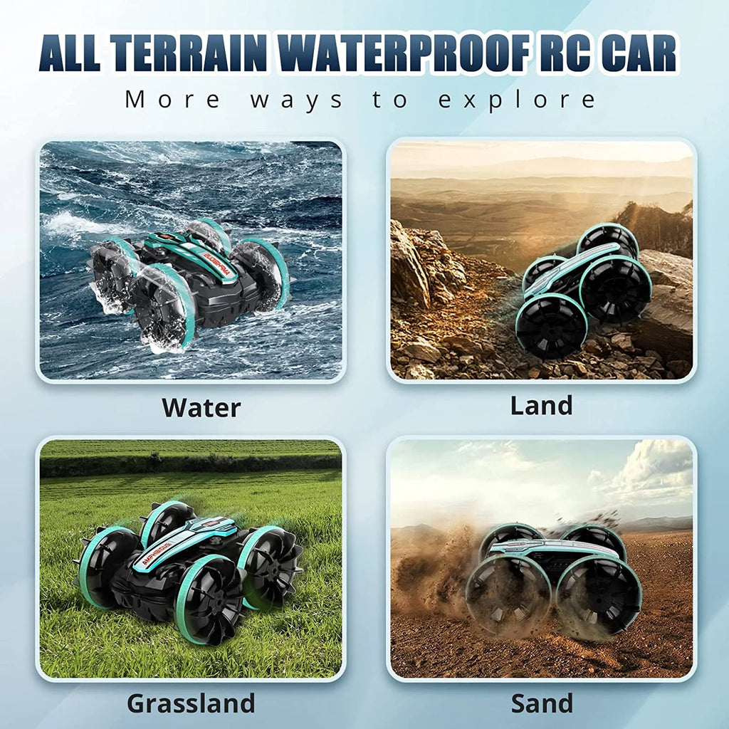 Amphibious Remote Control Car, 2.4GHz Gesture Sensor 4WD Remote Control Boat, 360° Rotating Waterproof RC Stunt Car O570
