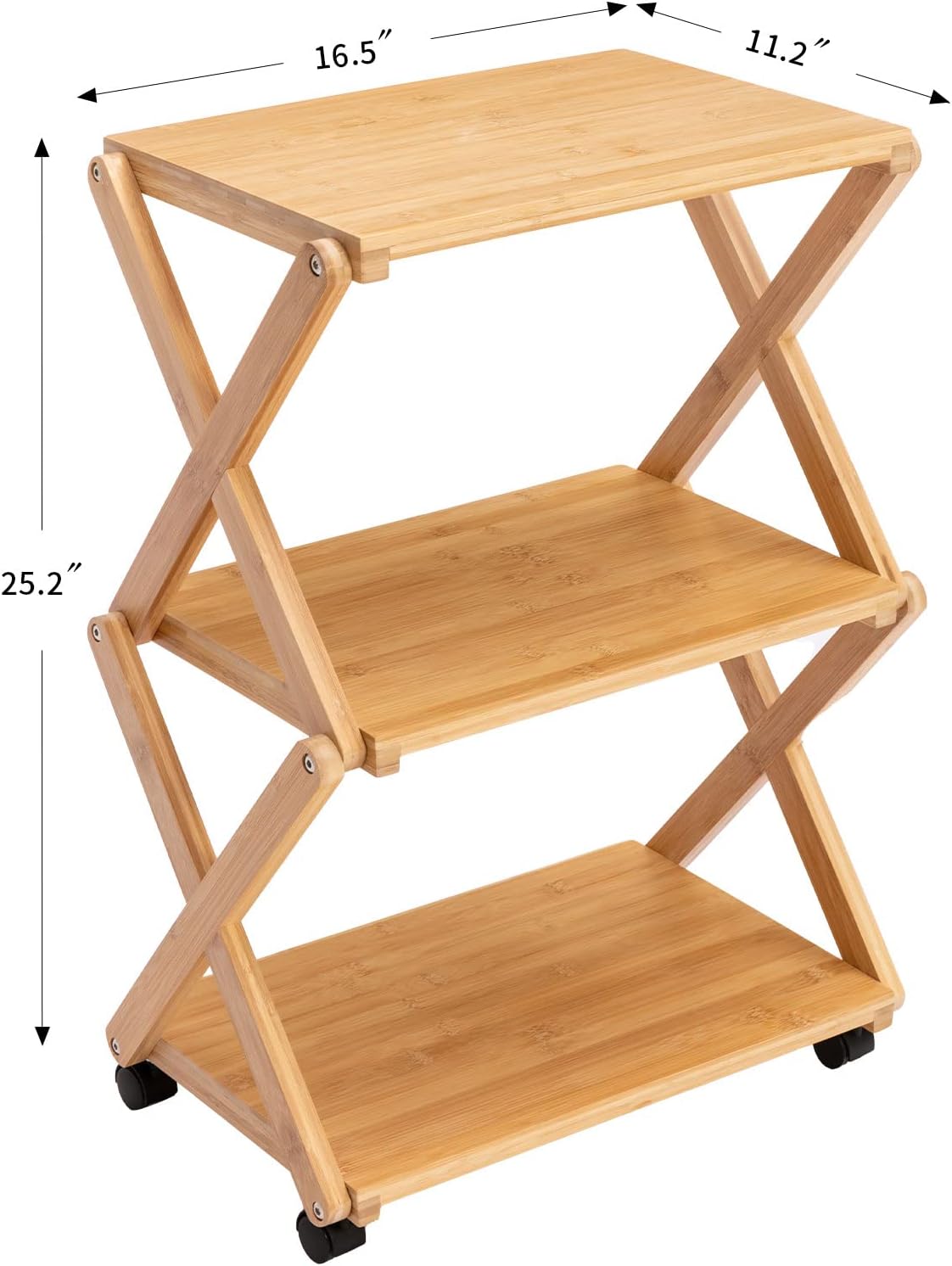 Bamboo 3-Tier Rolling Printer Cart with Storage I6746