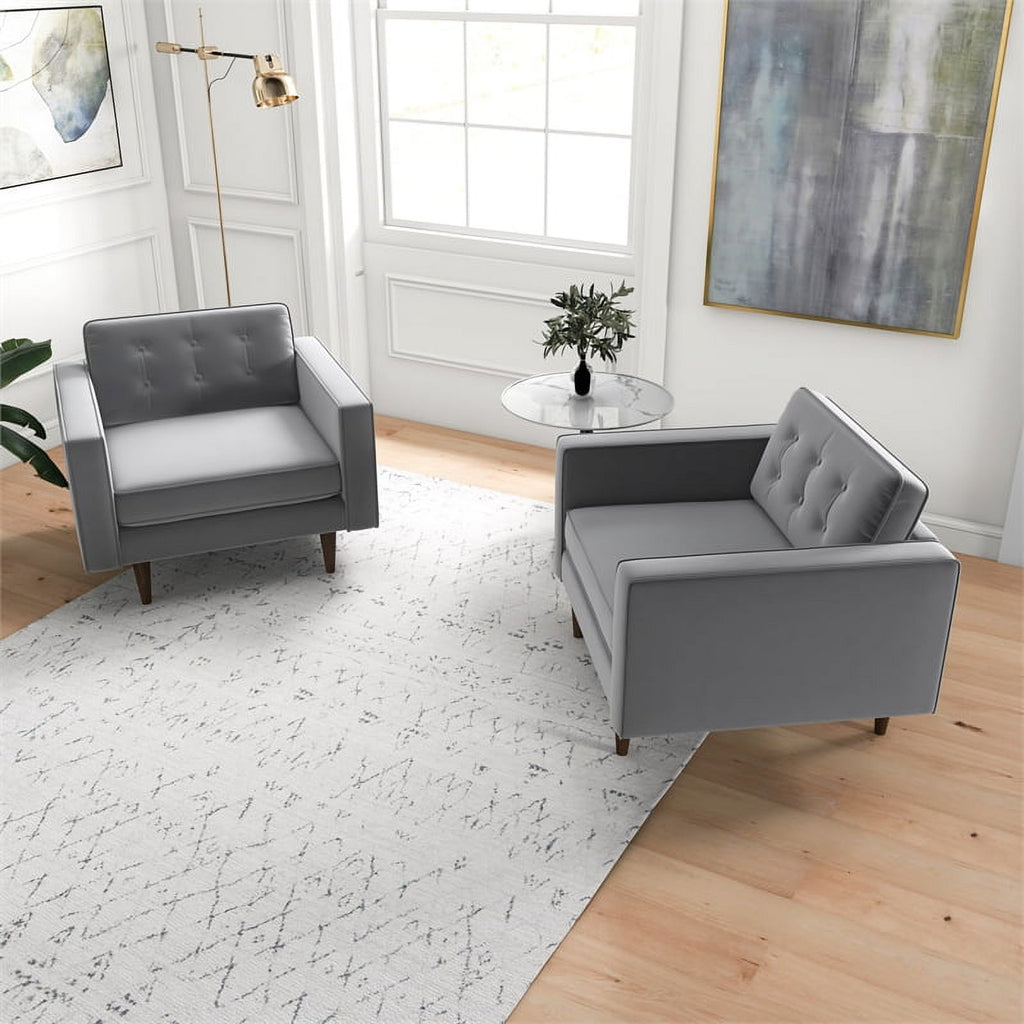 Gray Velvet Lounge Chair (Set of 2) T696221