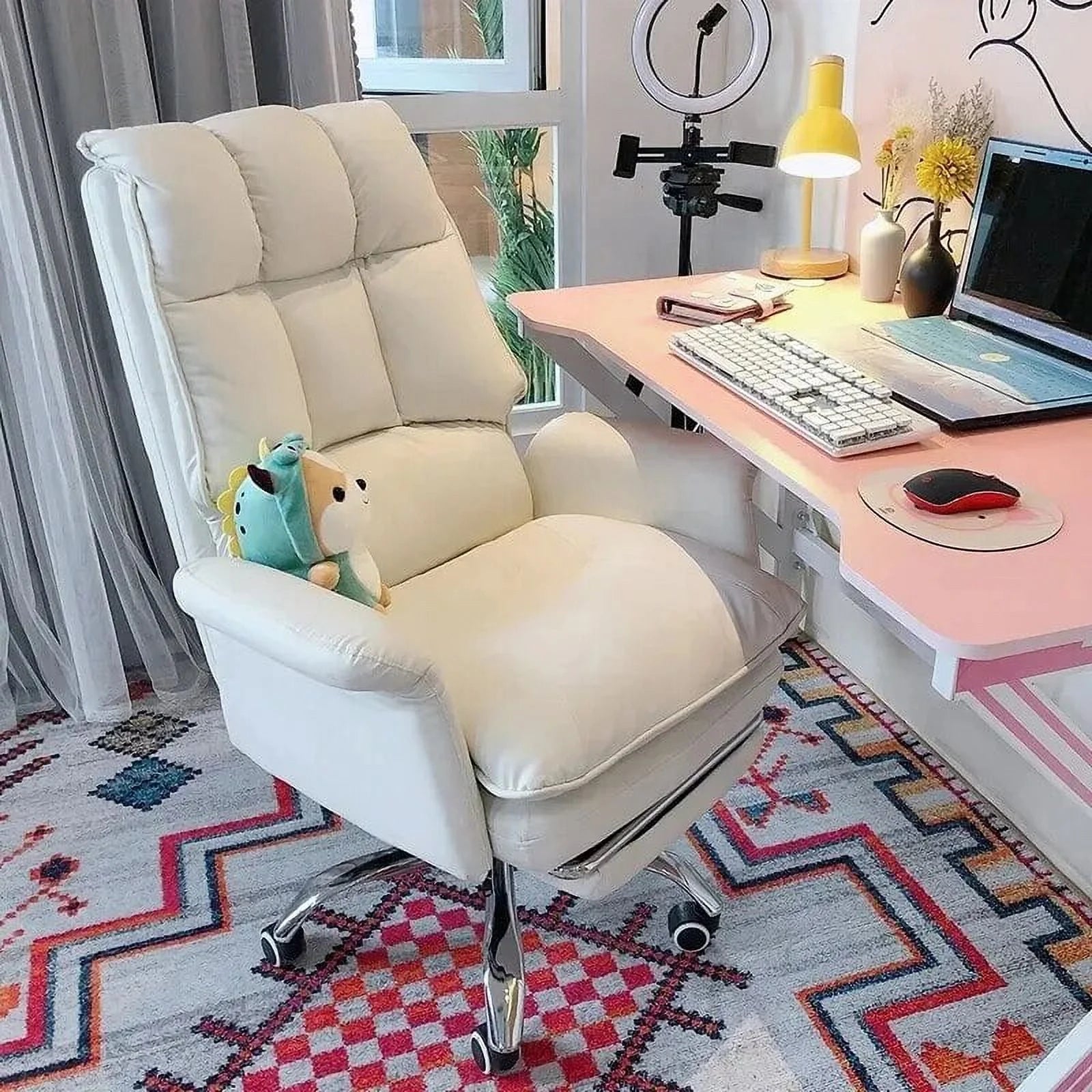 White Leather Gaming Chair P3416
