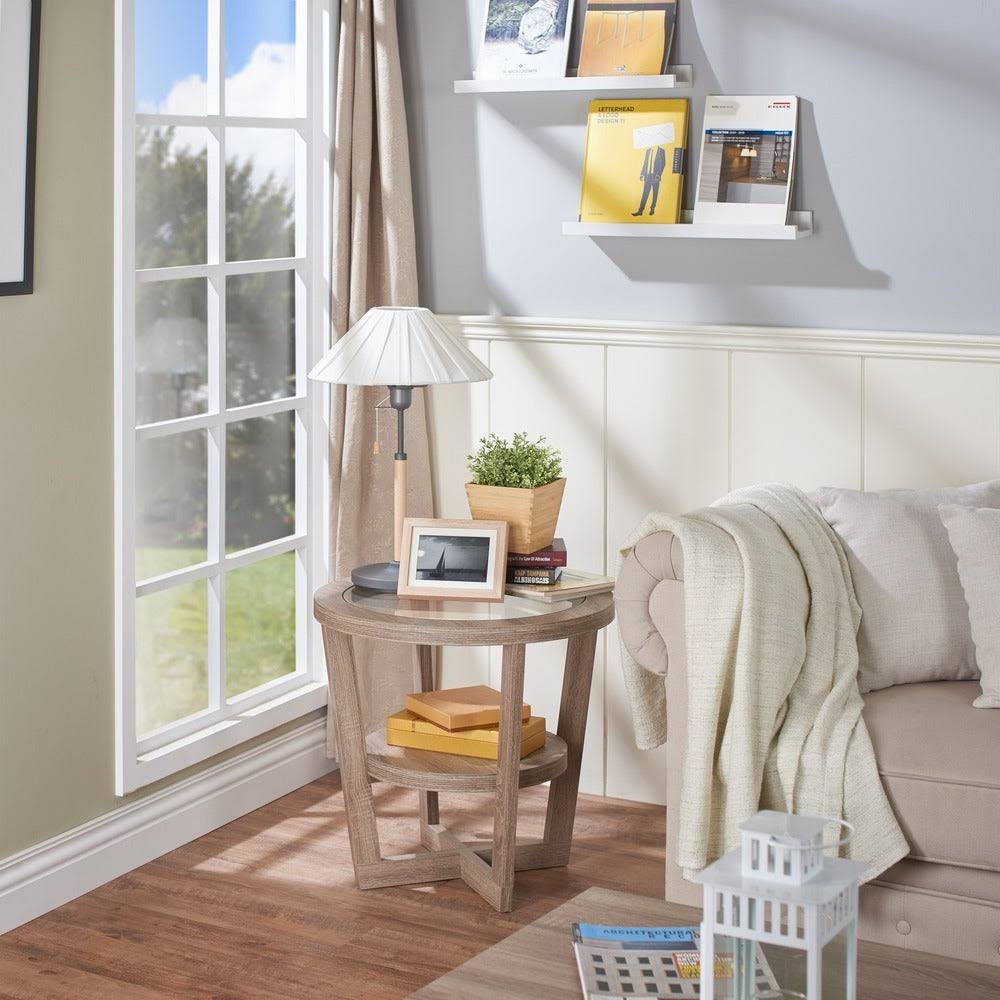 Light Oak Tempered Glass End Table J534136