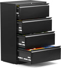 Black Mobile Filing Cabinet 3 Drawer with Lock Metal Wheels B107520