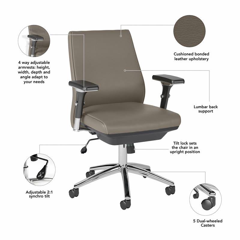 Washed Gray Bonded Leather Executive Office Chair L97326