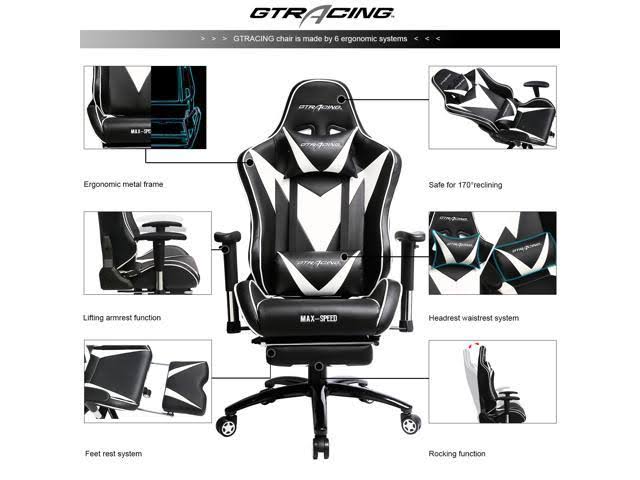 Gaming Chair with Footrest High Back Swivel D84629
