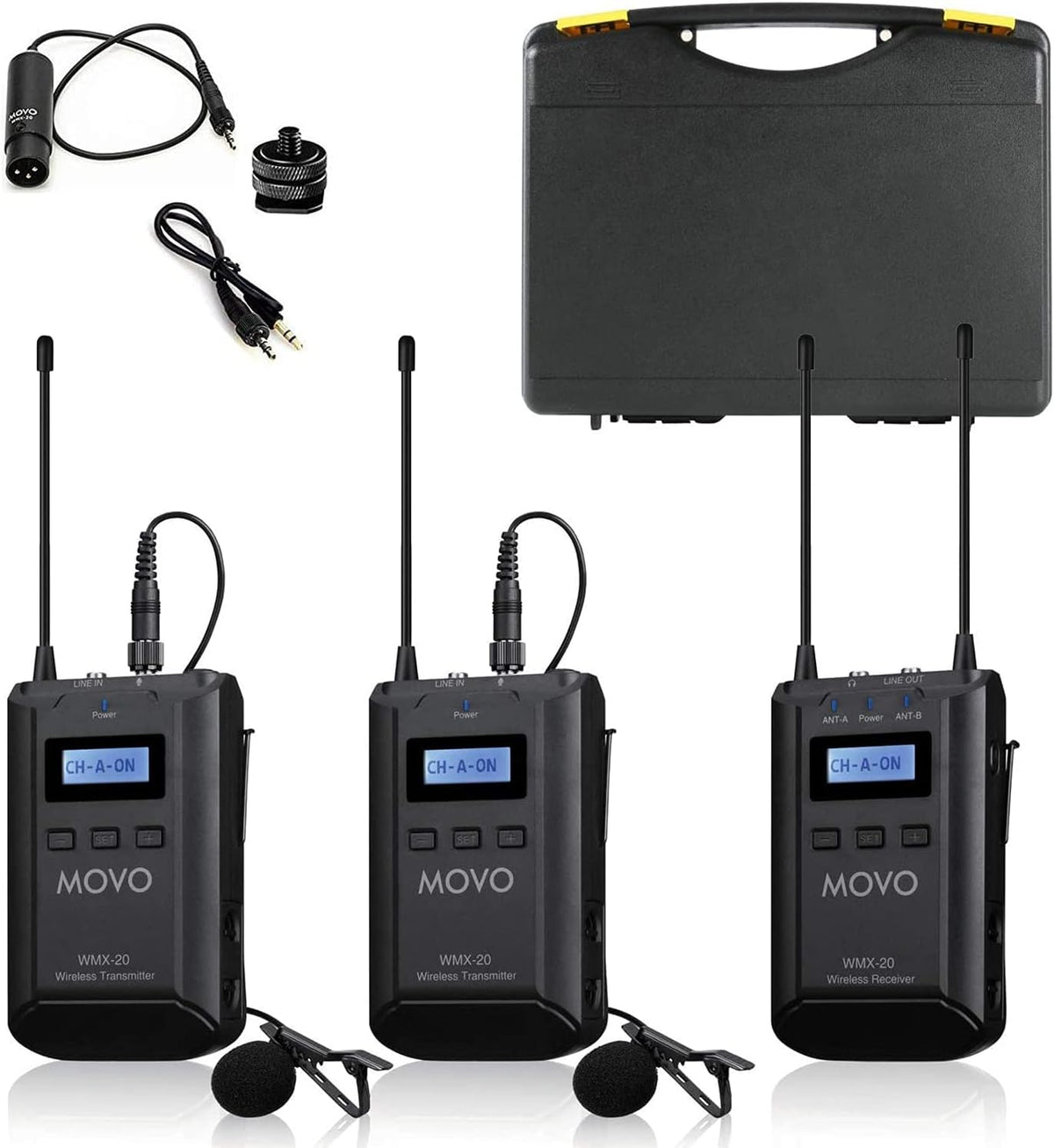 48-Channel UHF Wireless Lavalier Microphone System with 1 Receiver, 2 Transmitters, and 2 Lapel Microphones B7754