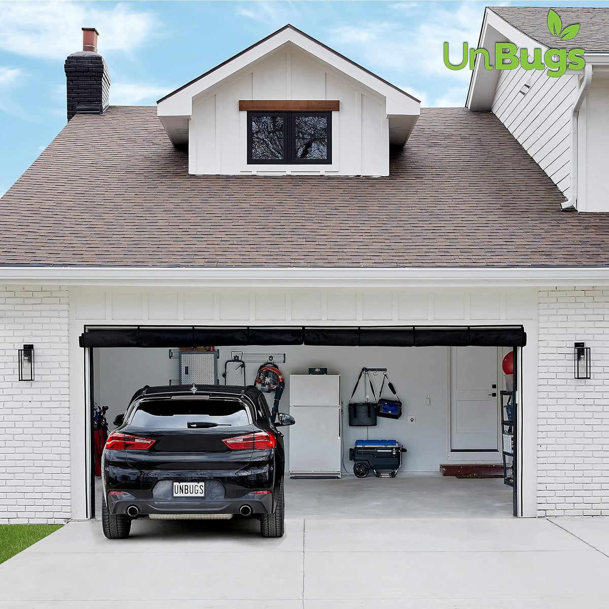 Fiberglass Mesh Magnetic Screen Door for 2 Car Garage X8918