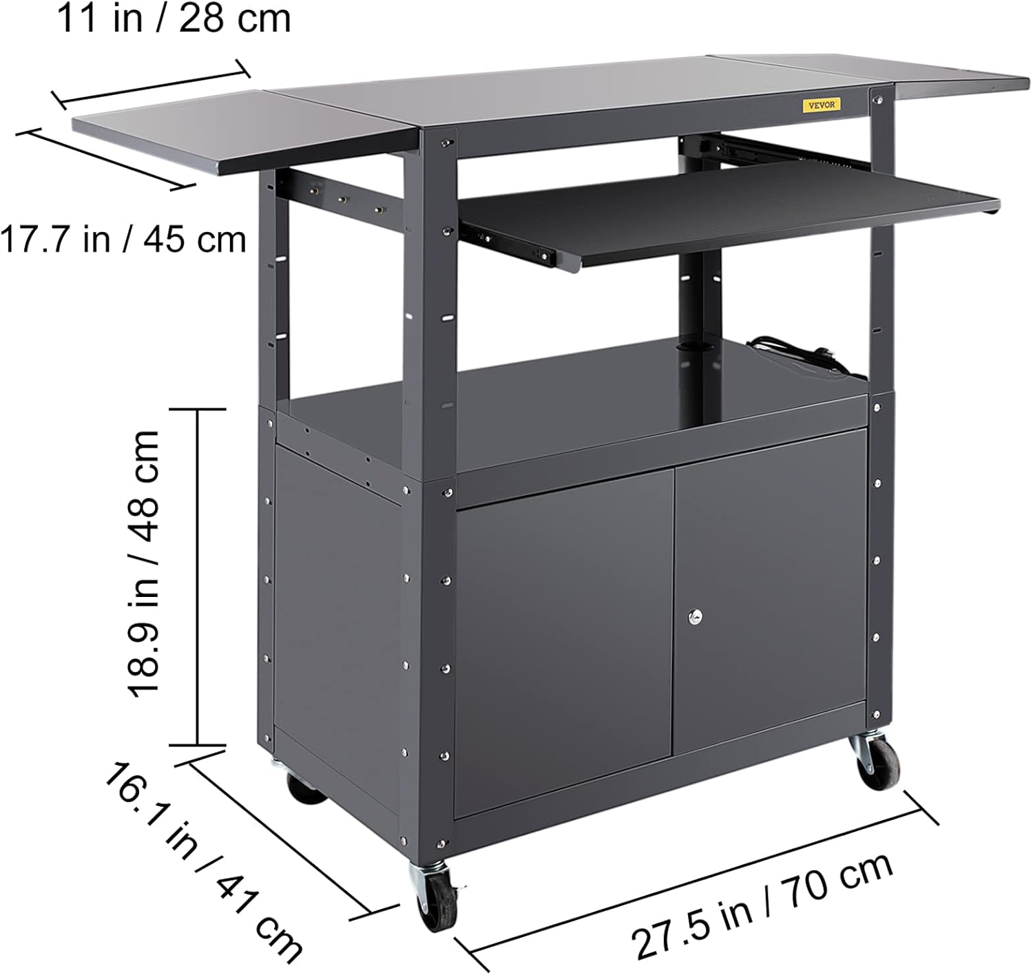 AV Cart with Locking Cabinet, Height Adjustable Media Cart D966391