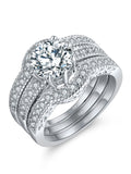 Sterling Silver CZ Engagement Ring Set Z91676