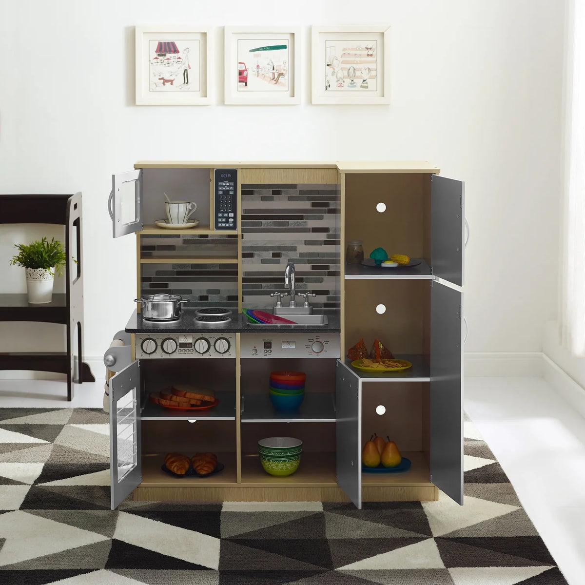 Natural Wooden Kids Play Kitchen J278