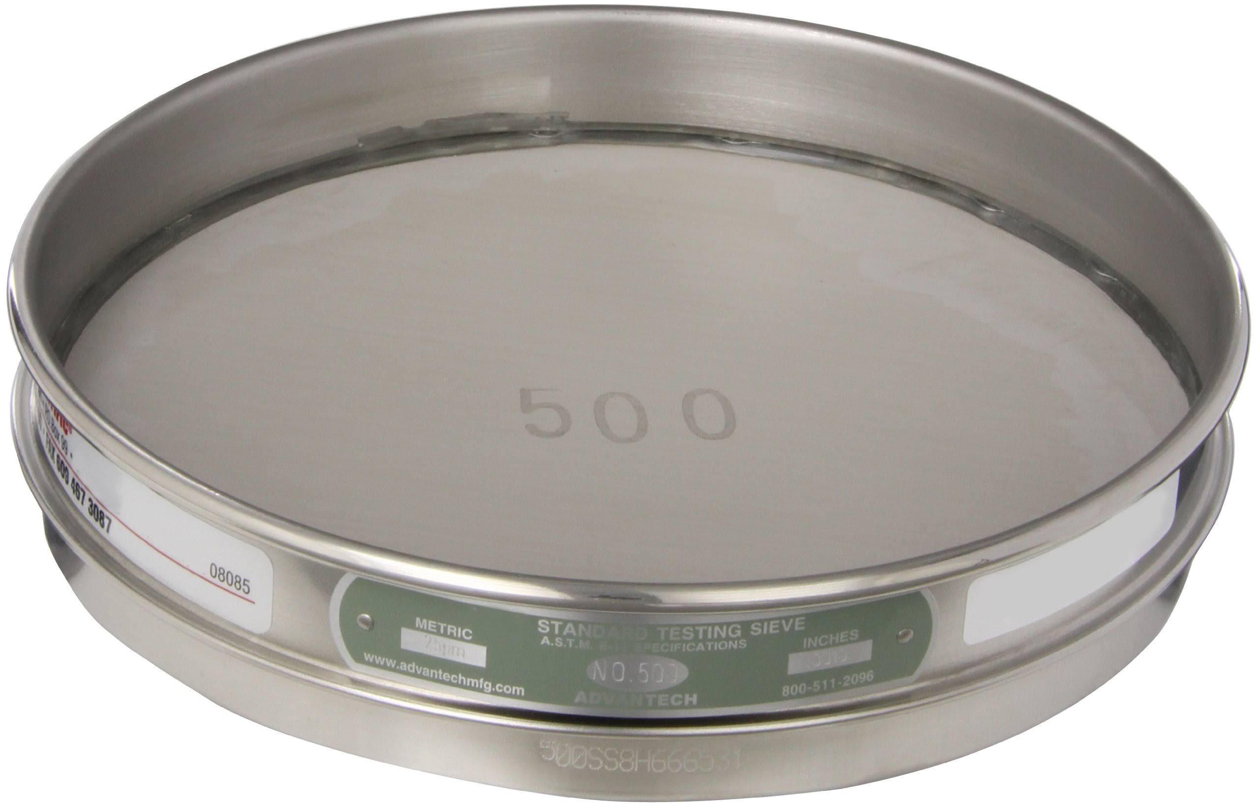 Stainless Steel Half Sieve, 8x22 Diameter, 500 Mesh Size E915970
