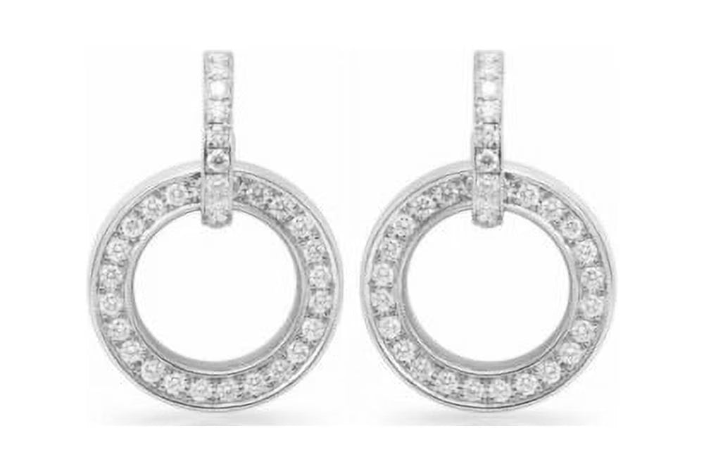 14K White Gold Round Drop Earring Natural Diamond F966853