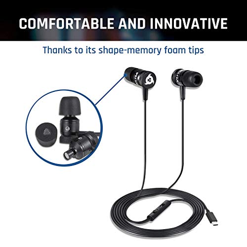 Black USB-C Earbuds with Microphone and 3.5 mm Jack N939213