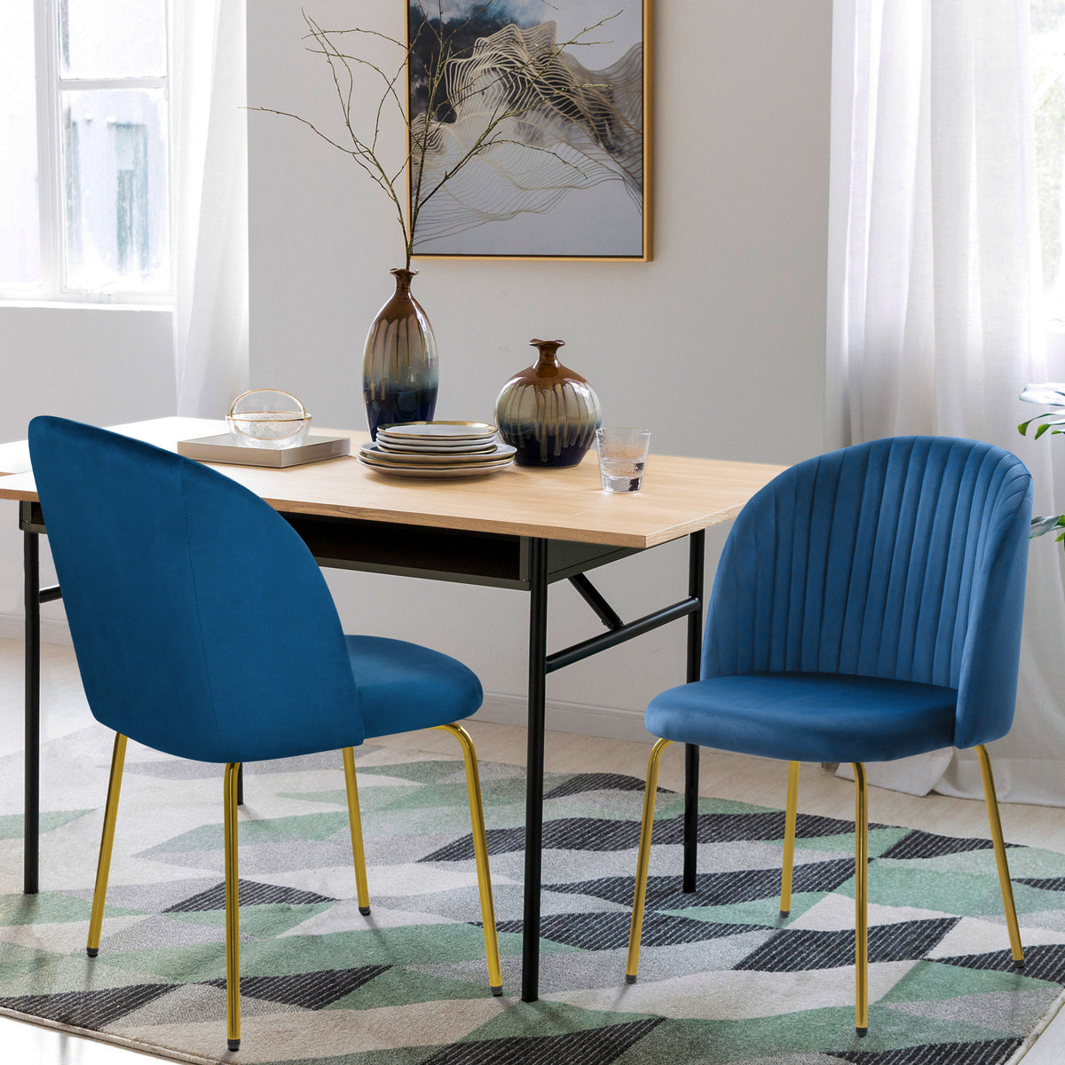 Blue Velvet Dining Chairs Set of 2 N586623