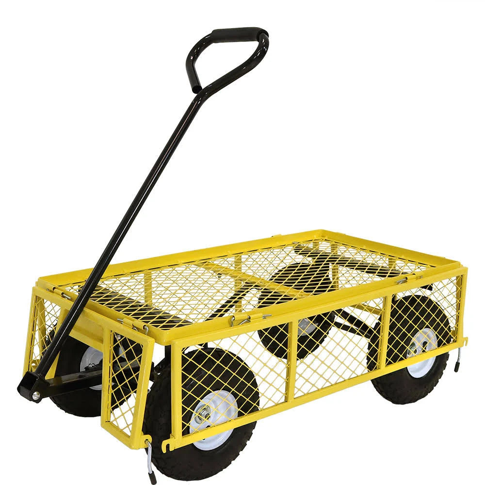 Yellow Utility Cart with Removable Folding Sides A957