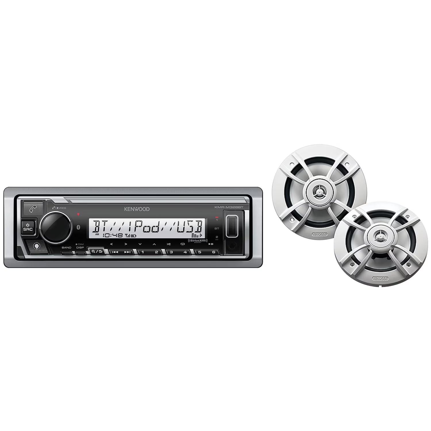 Marine Single-Din Digital Receiver with Two 6.5-Inch Speakers E716116