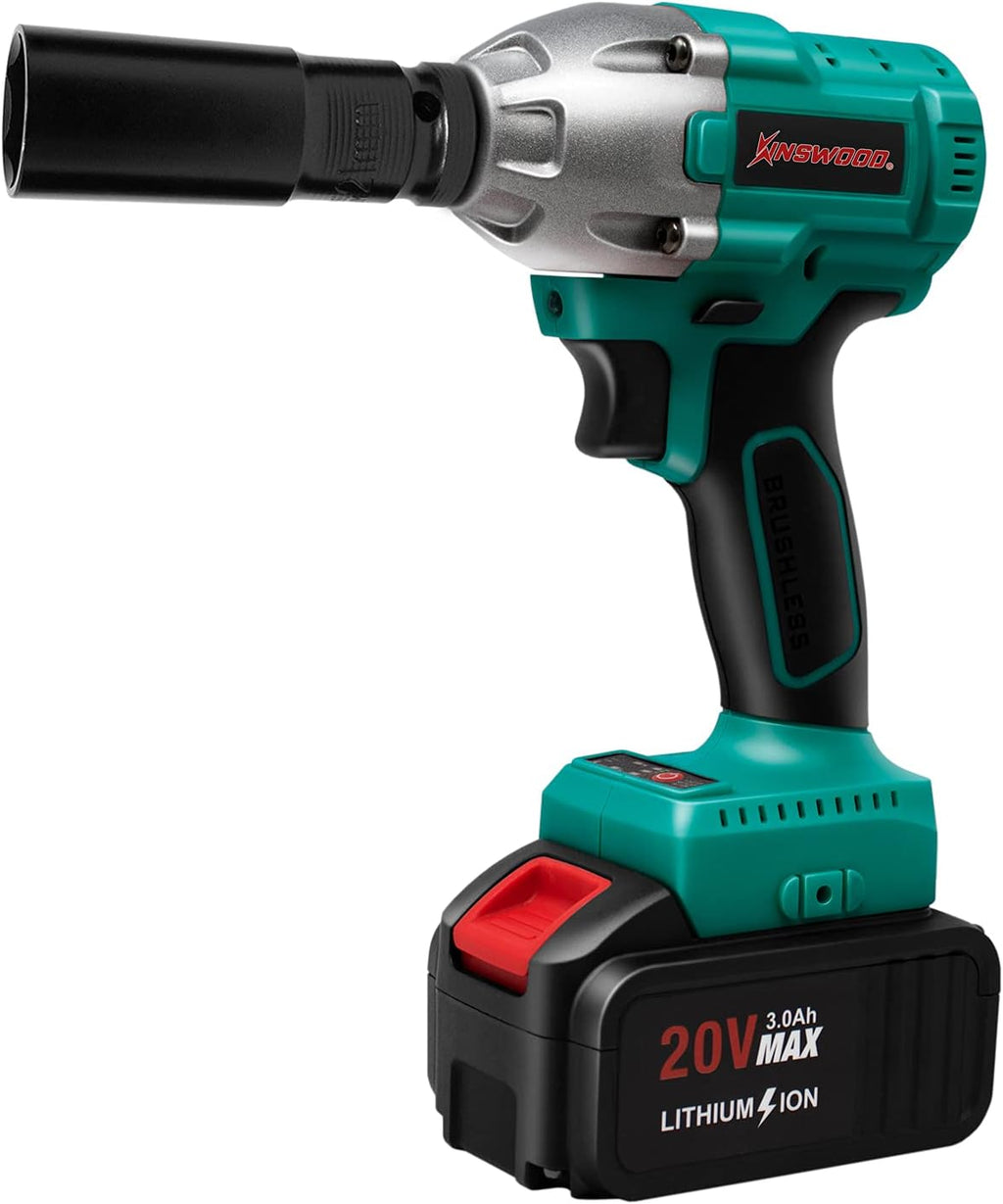 Cordless Impact Wrench, 1/2 Chuck, 3100RPM, 320 ft-lbs, 20V 2x3.0AH Battery V1689