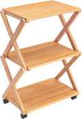 Bamboo 3-Tier Rolling Printer Cart with Storage I6746