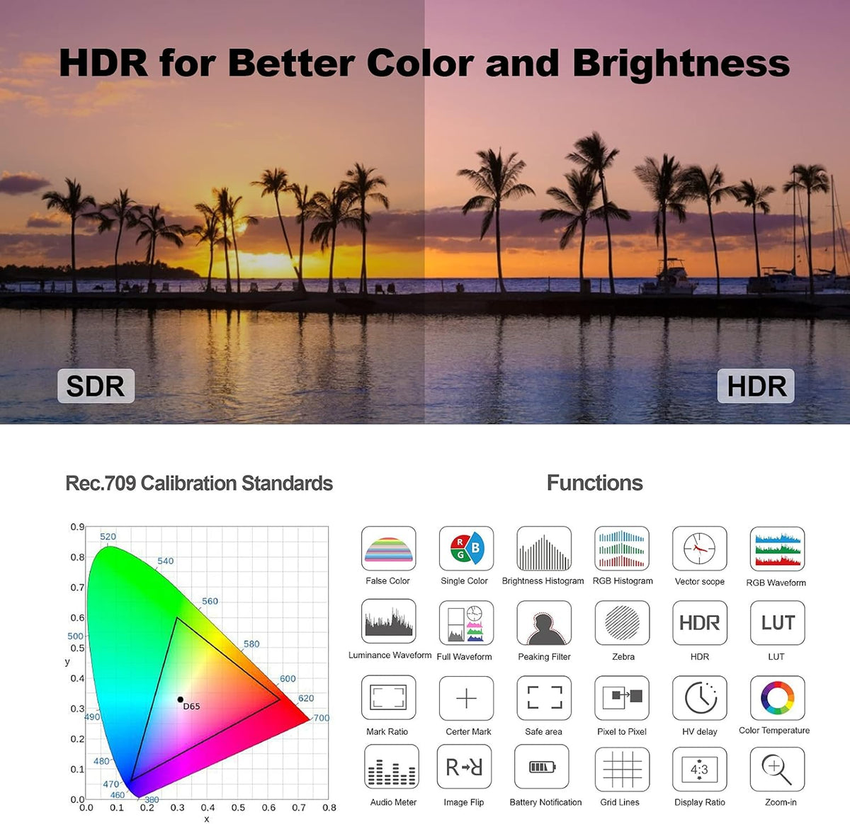 5.5 inch Touch Screen Camera Monitor with HDR Y7719