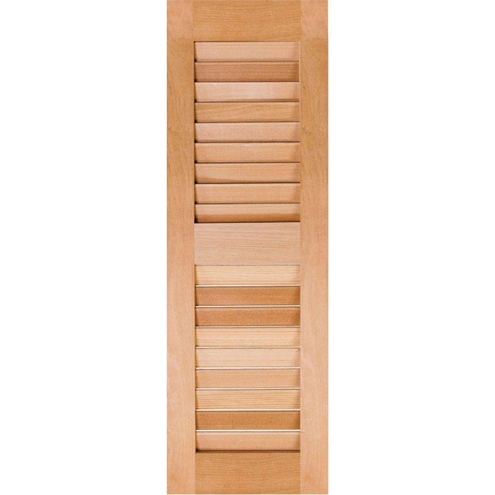 15 in. x 48 in. Unfinished Louvered Shutters Pair J171