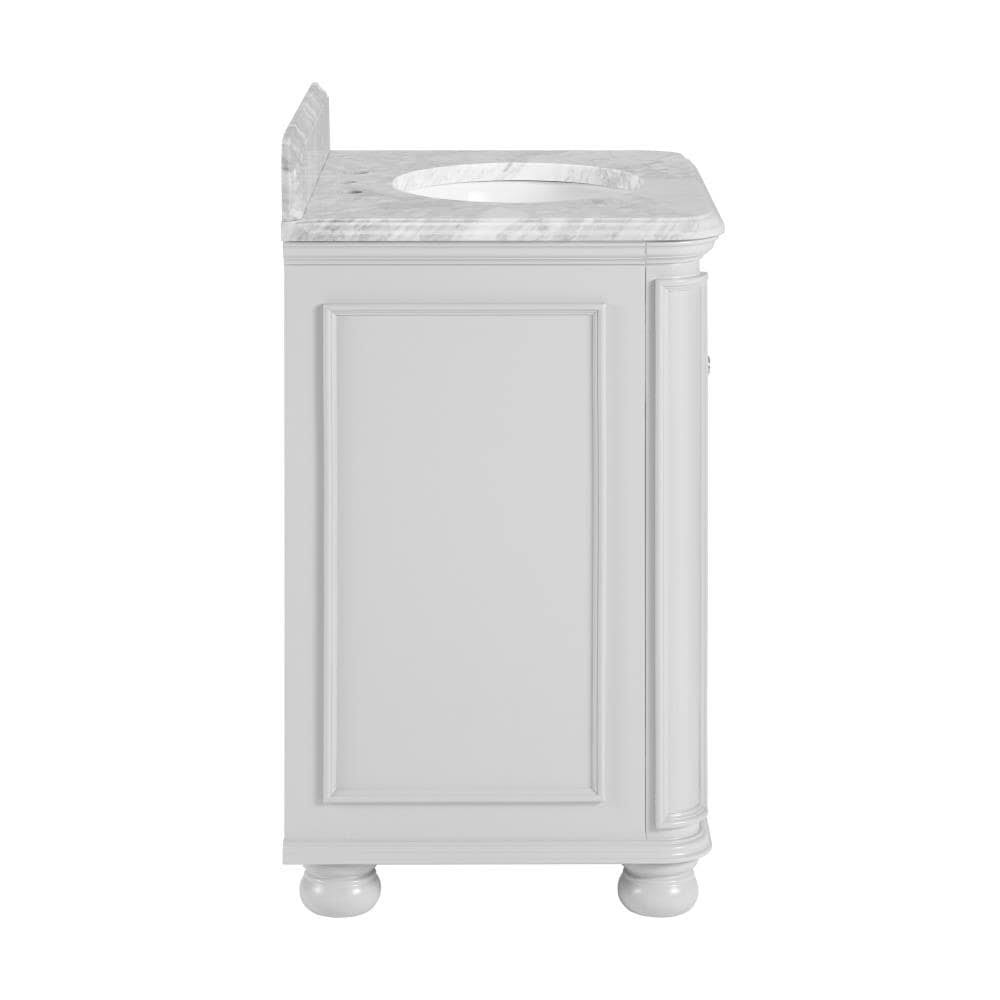 Light Gray Undermount Single Sink Bathroom Vanity with Natural Carrara Marble Top T160