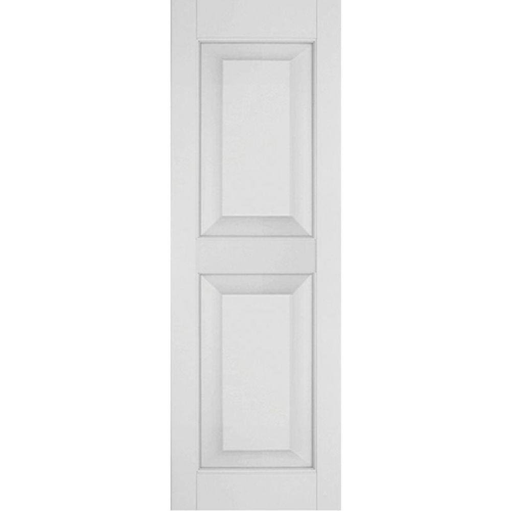 15 in. x 52 in. Primed Sapele Mahogany Raised Panel Shutters Pair R419795