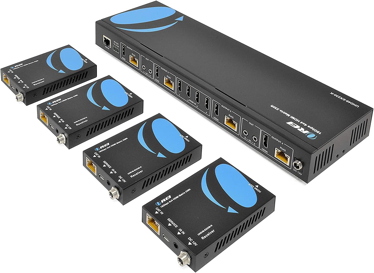 4K 4x4 HDMI Extender Matrix Over Single CAT5e/6/7 Cable with 4 Receivers Q573246