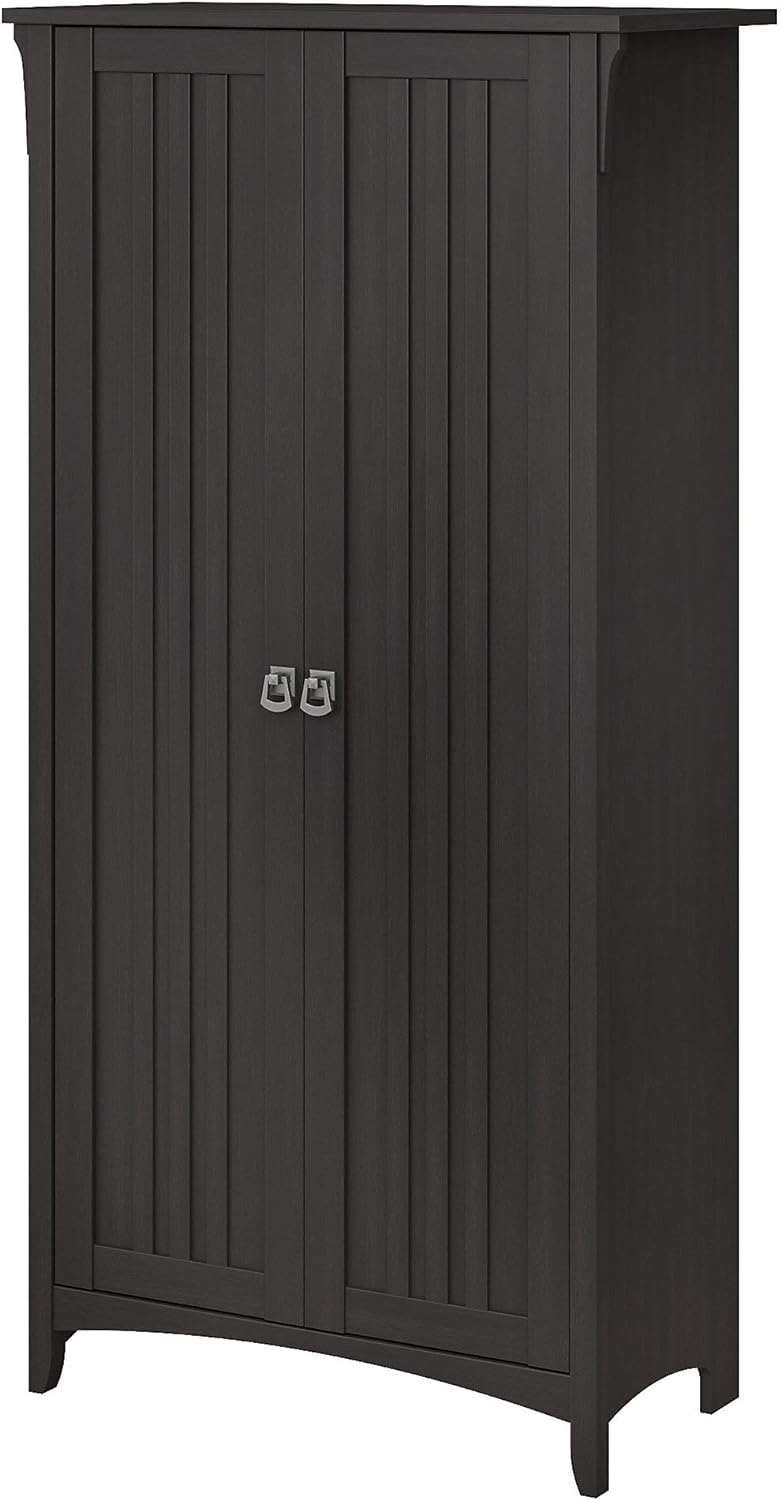 Vintage Black Bathroom Storage Cabinet with Doors E20378