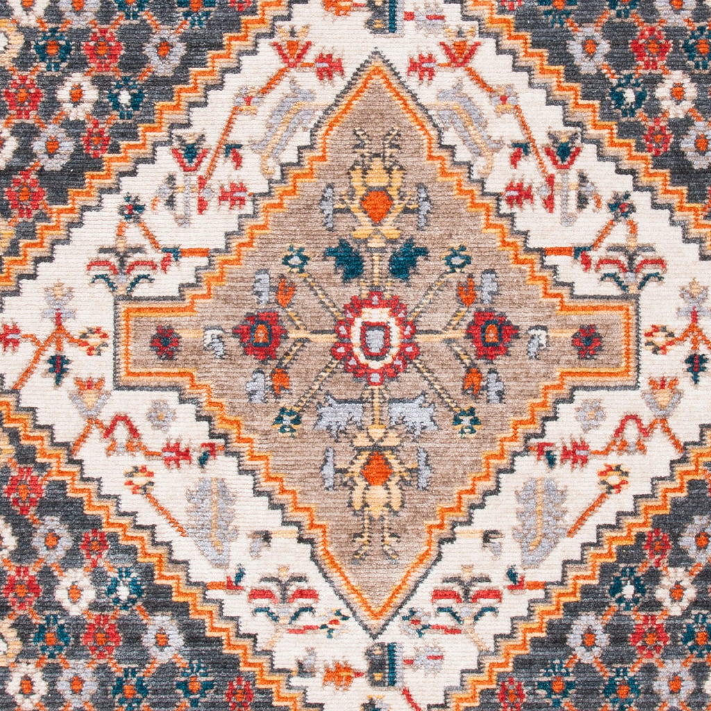 Charcoal/Ivory Floral Bordered Area Rug I8378