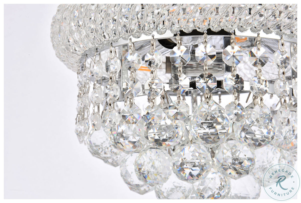 3 Light Chrome Flush Mount Cut Crystal B535930