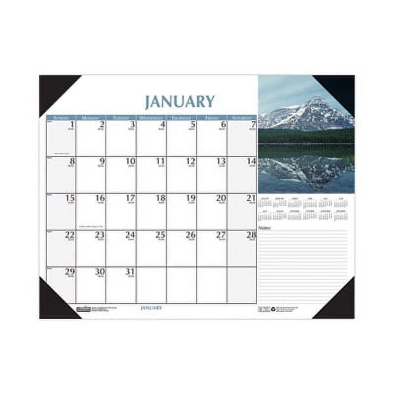 Desk Pad Calendar, Scenic Photos, 22 x 17, White Sheets, Black Binding, 12-Month D54484