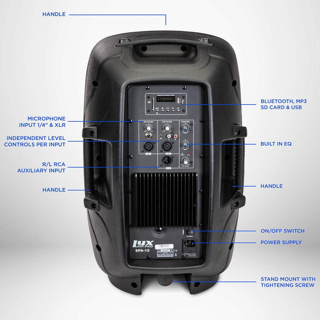 12 PA System Portable Active Speaker with Bluetooth M23344