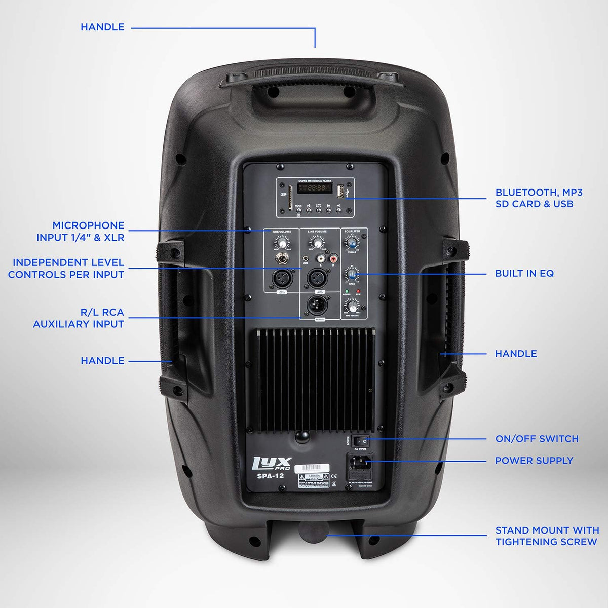 12 PA System Portable Active Speaker with Bluetooth M23344