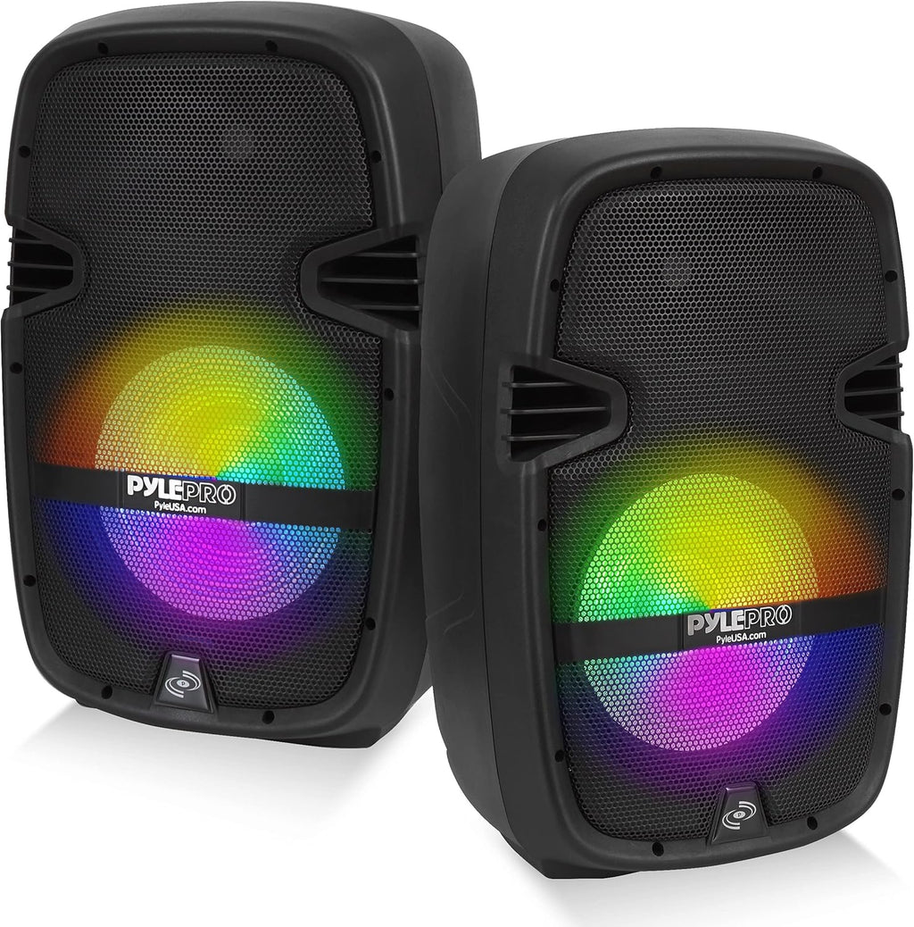 Black Portable Wireless Bluetooth PA Speaker DJ Mixer Bundle with Dual Speaker, Mixer, Microphone, Stand, Cable J1603