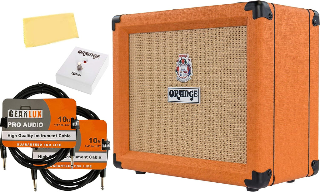 Guitar Combo Amplifier Bundle with Footswitch, Instrument Cables, and Polishing Cloth I11821
