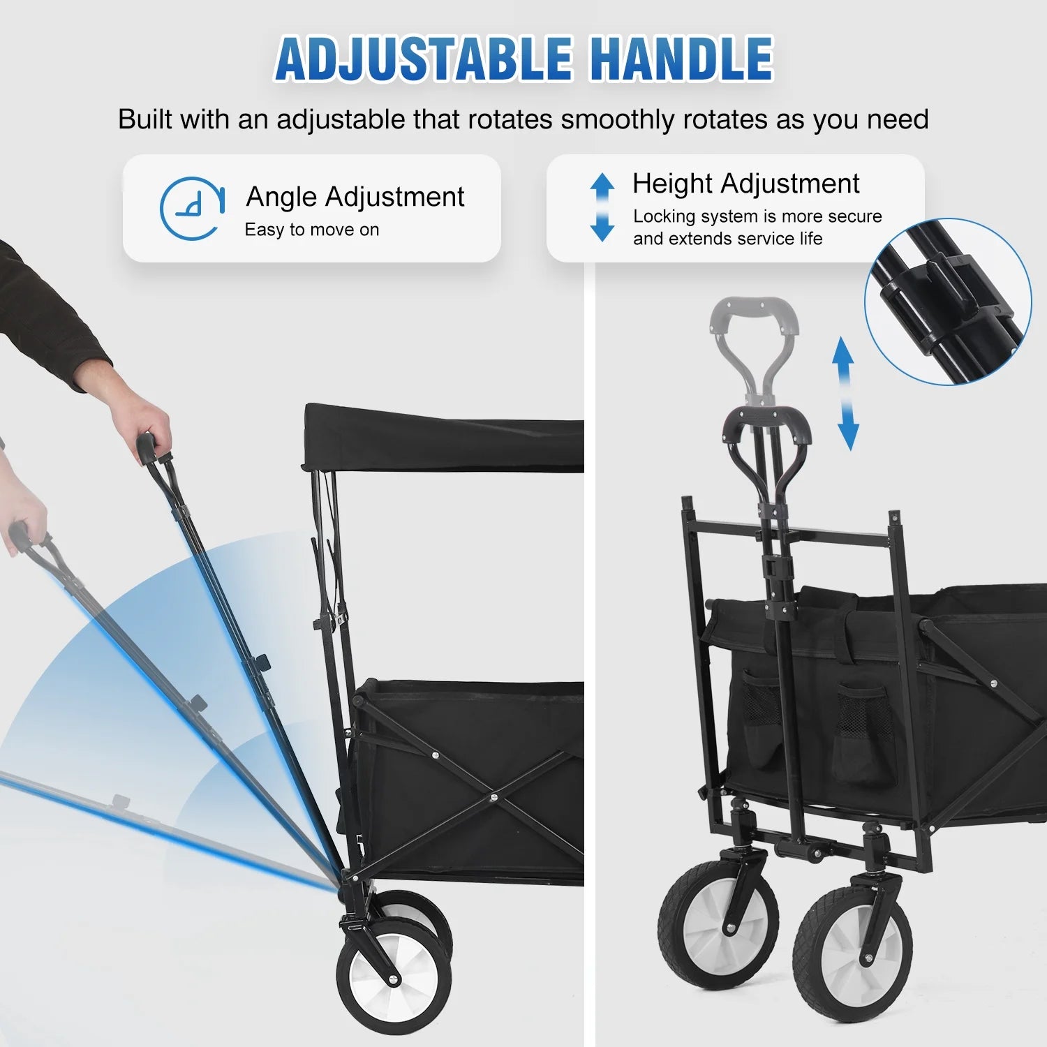 Black Folding Wagon Cart with Removable Canopy X577365