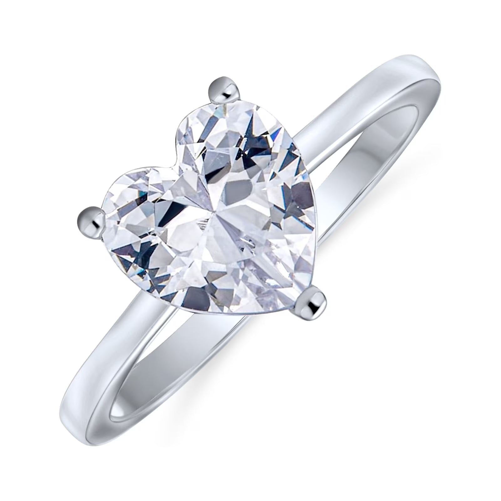 Sterling Silver Heart Engagement Ring Band Ring A572