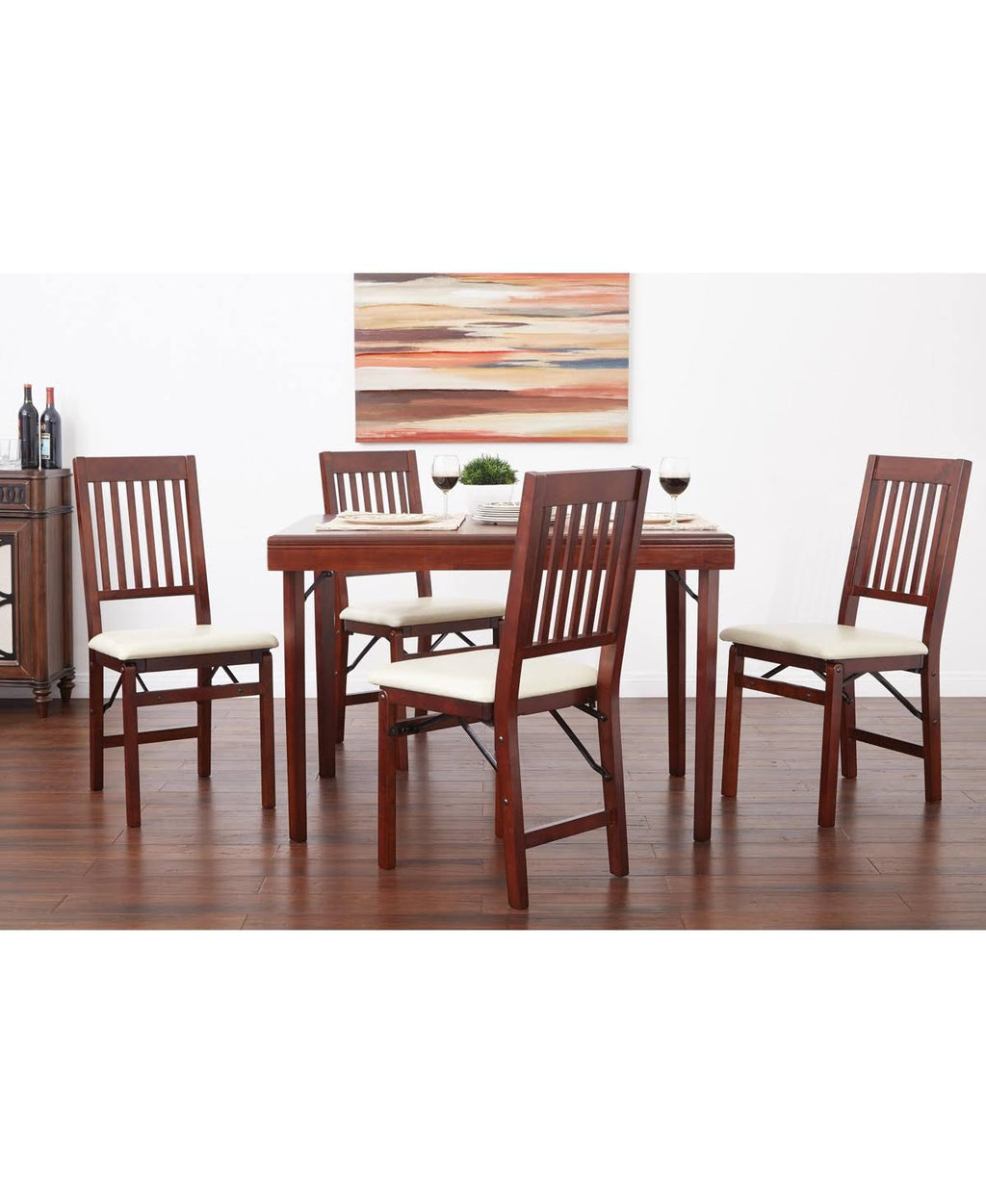 Solid Wood Folding Chair, Espresso/Red - 2 count H857594