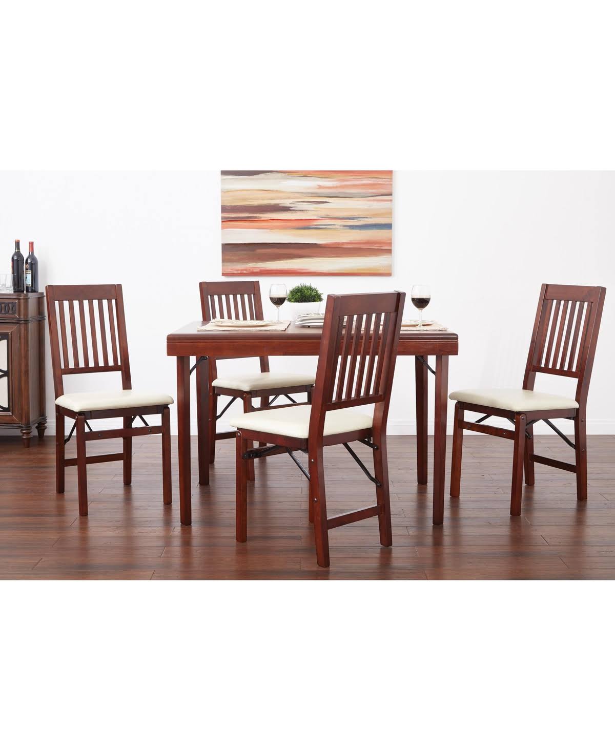 Solid Wood Folding Chair, Espresso/Red - 2 count H857594