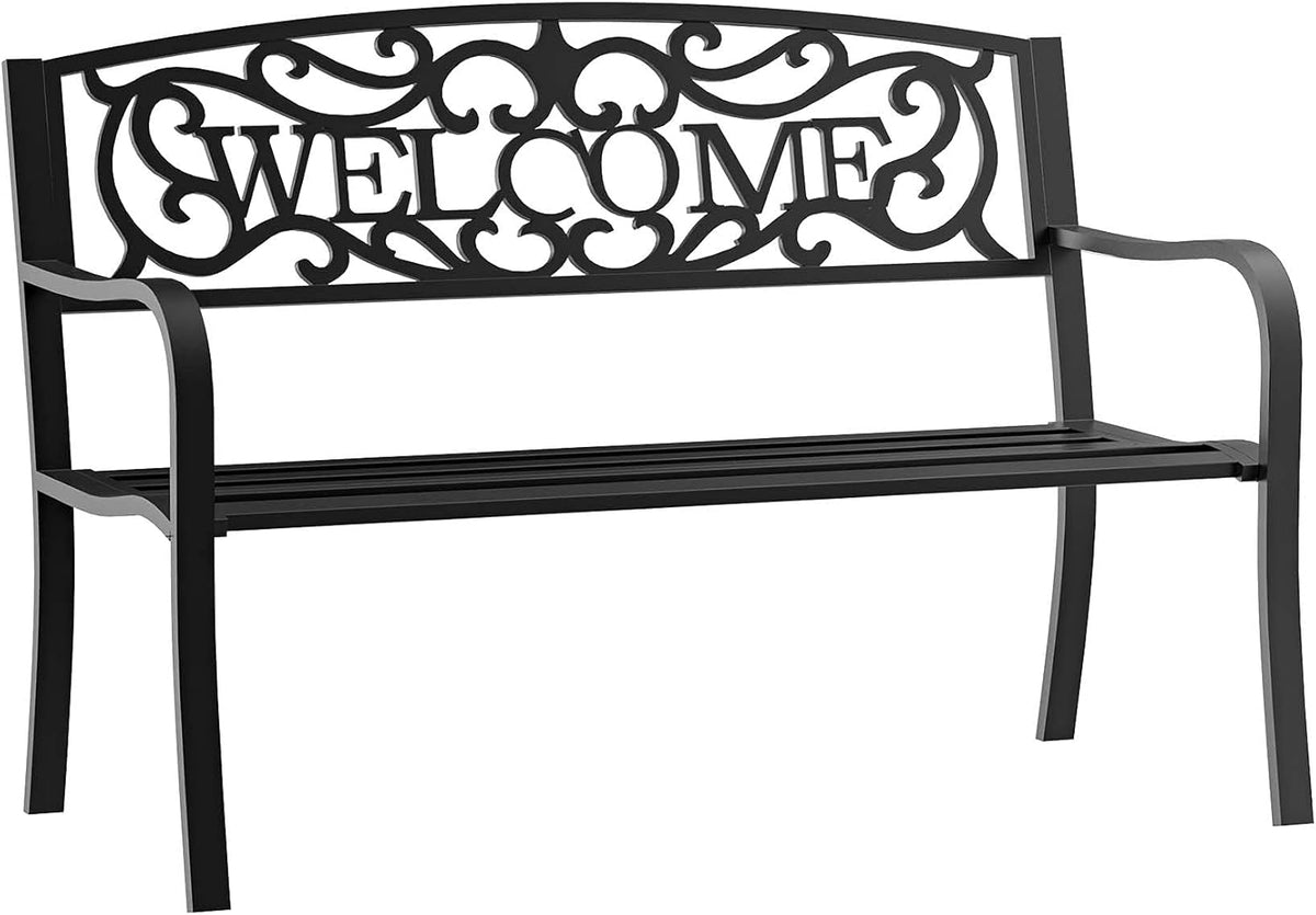 50 2-Person Garden Bench Loveseat with Cast Iron Decorative Vines G8020
