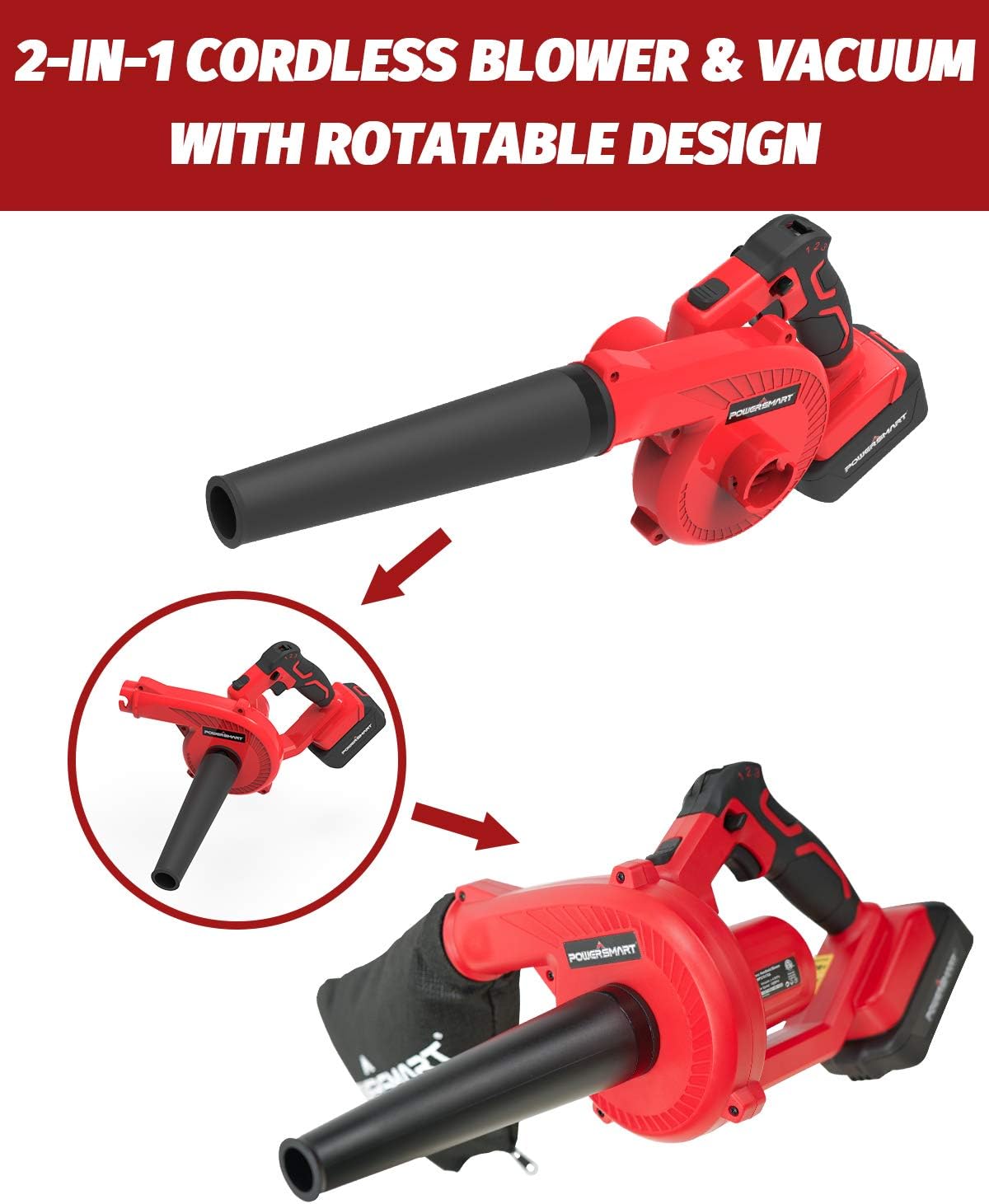 20V Cordless Leaf Blower & Vacuum with 2.0Ah Batteries and Charger O407930