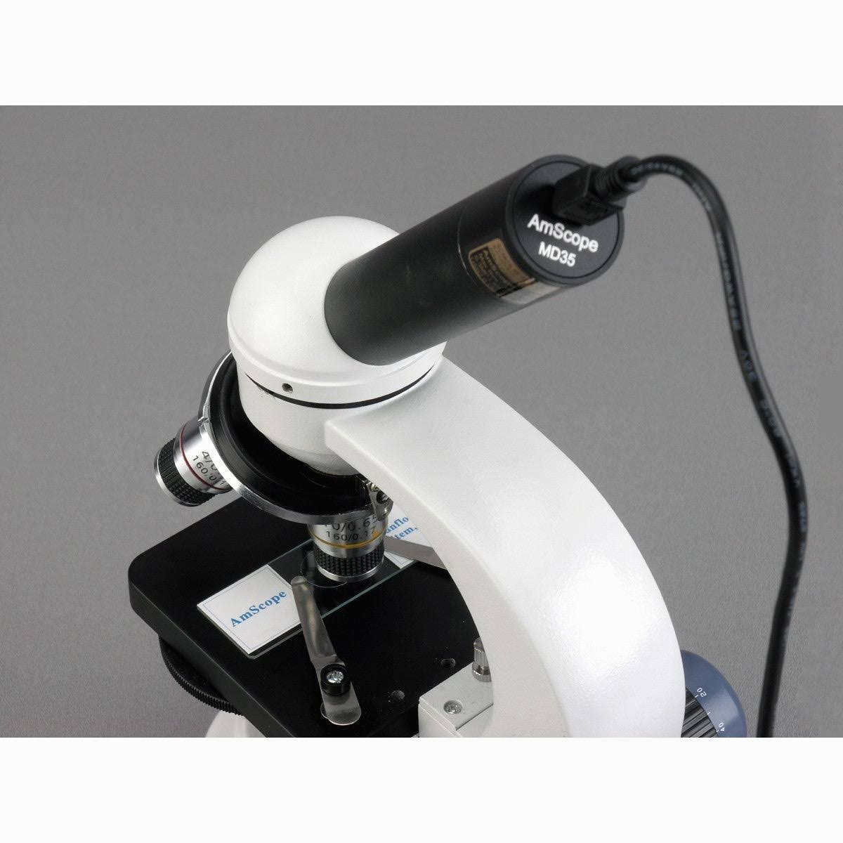 40X-400X Metal Glass Student Microscope with 2MP USB Digital Imager A622