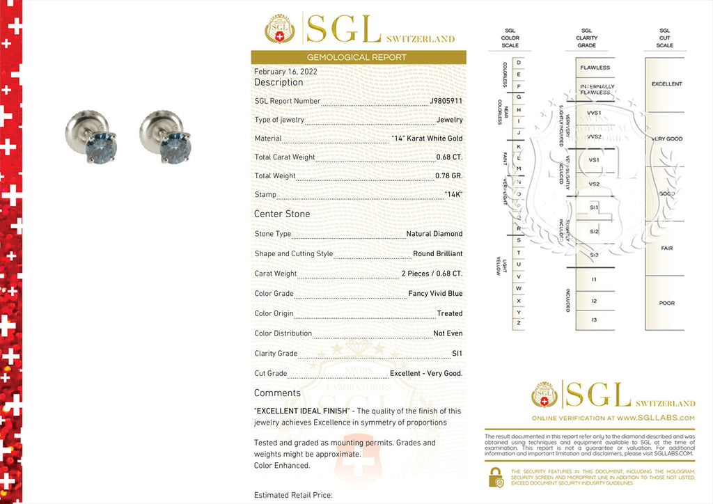 14K White Gold Stud Earrings W375