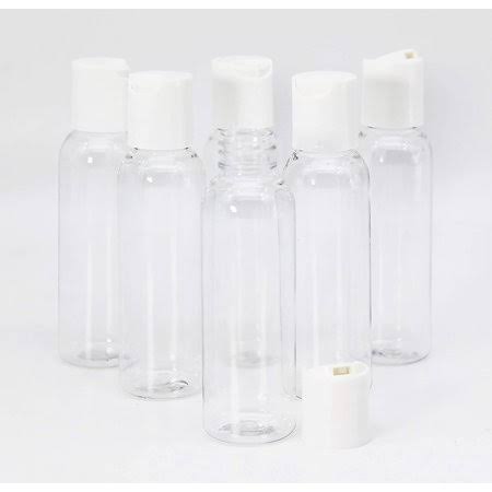 144 Pack 2 oz Clear Empty Refillable Pet Bottles with White Disc Top Cap S1666