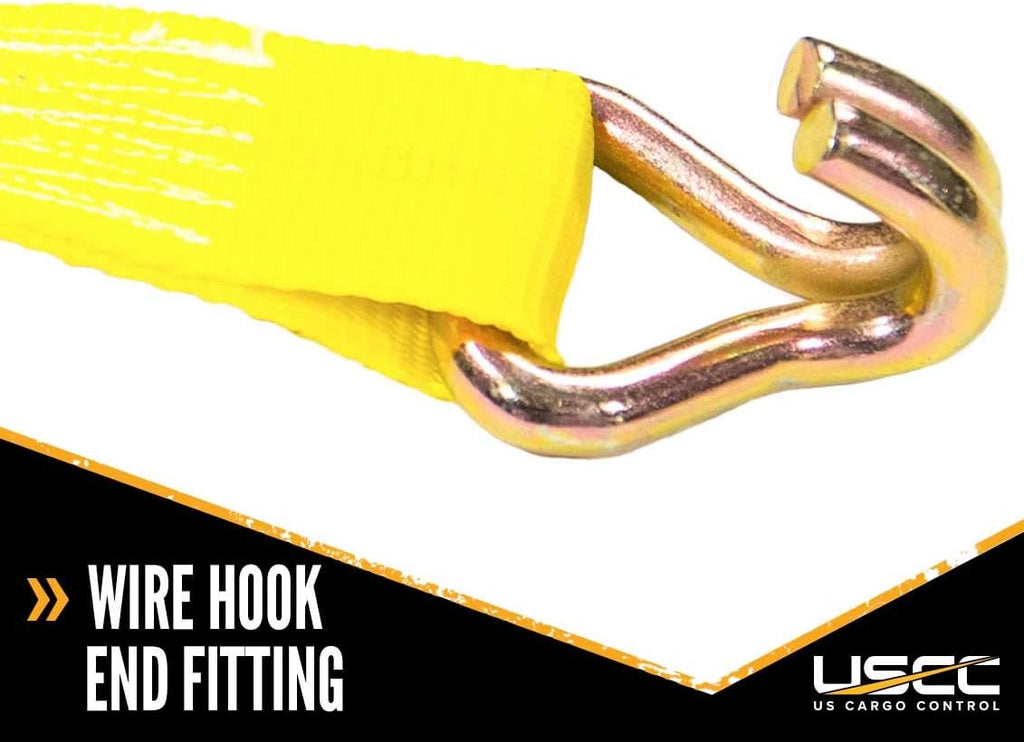 2 Inch x 27 Foot Yellow Ratchet Straps 4 Pack A48642