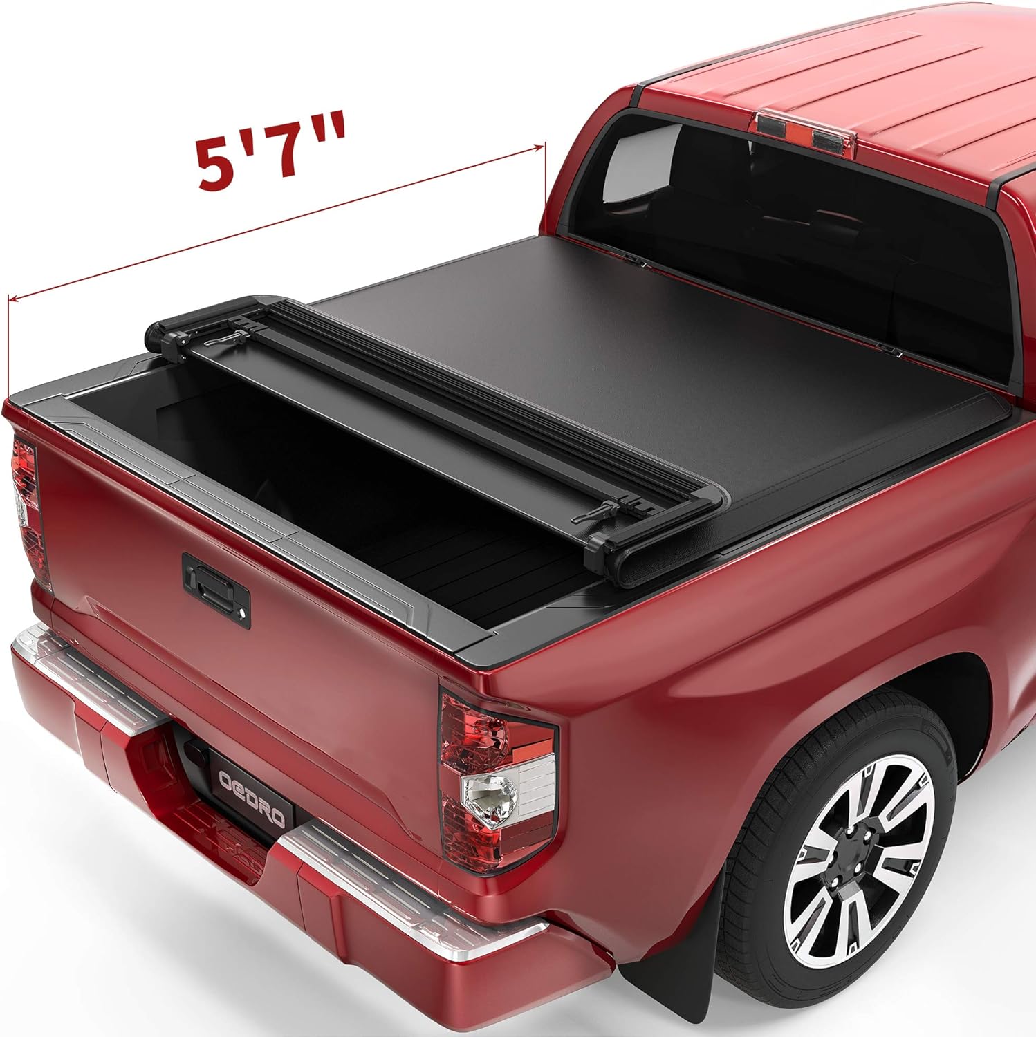 Hard Tri-fold Truck Bed Tonneau Cover with Built-in Light Strip 5.5ft Bed Z293527