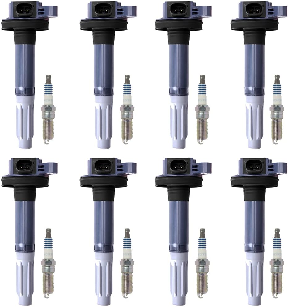 8pcs Ignition Coil and Spark Plugs Pack for Ford 5.0L V8 A61035