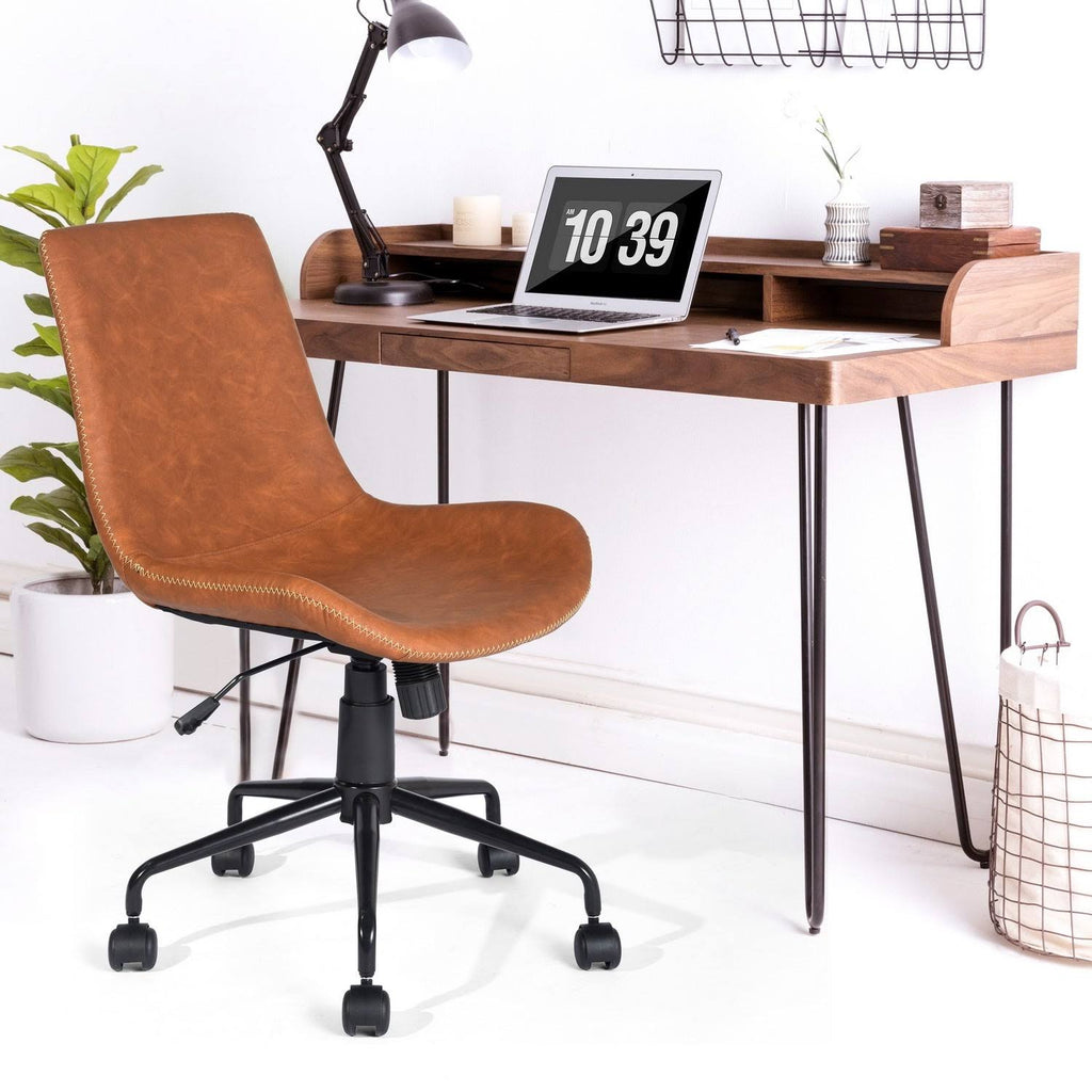 Brown Faux Leather Desk Chair Q820465